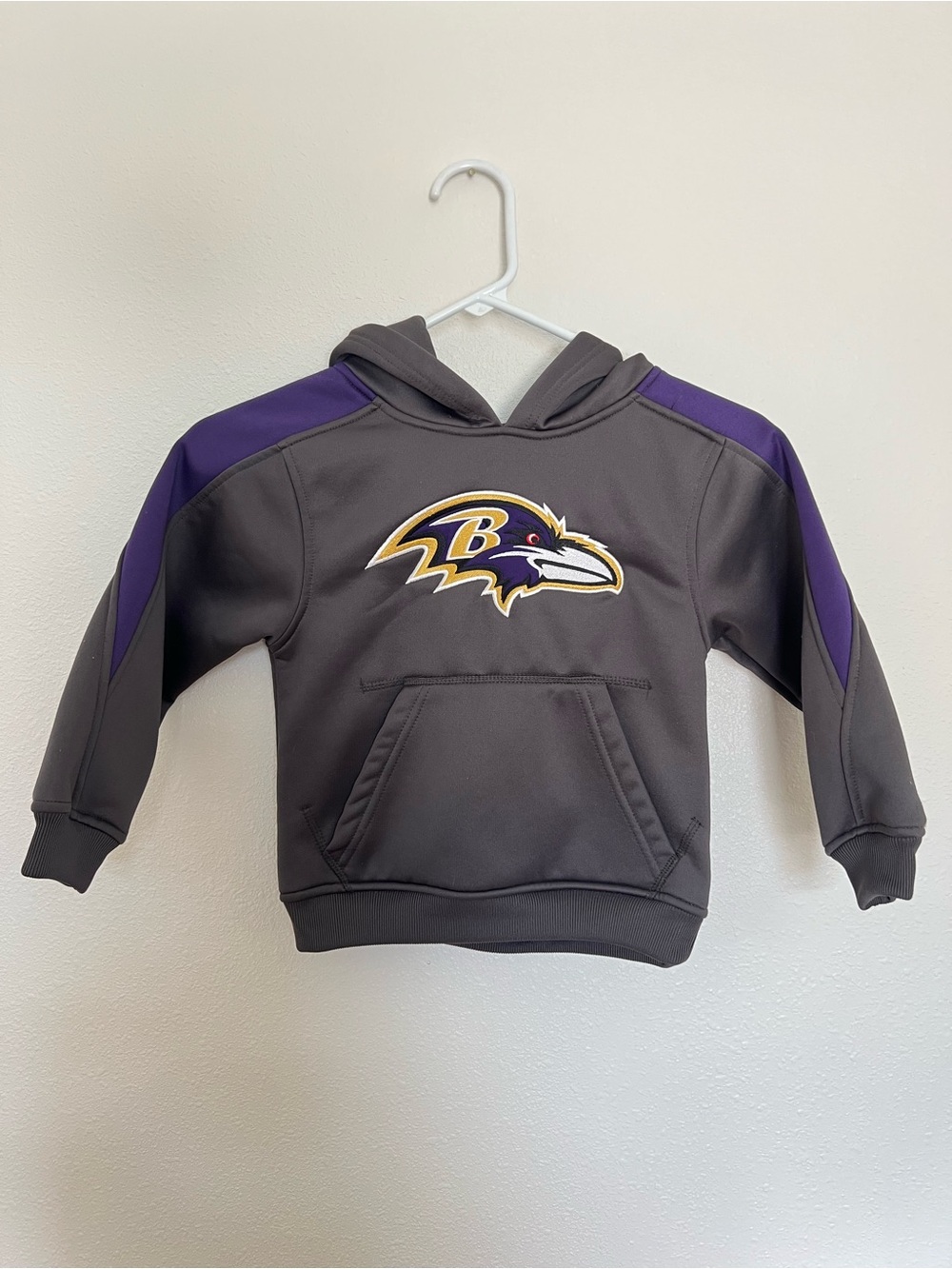 Kids NFL Baltimore Ravens Hoodie Black Purple Size 4 Pullover Logo
